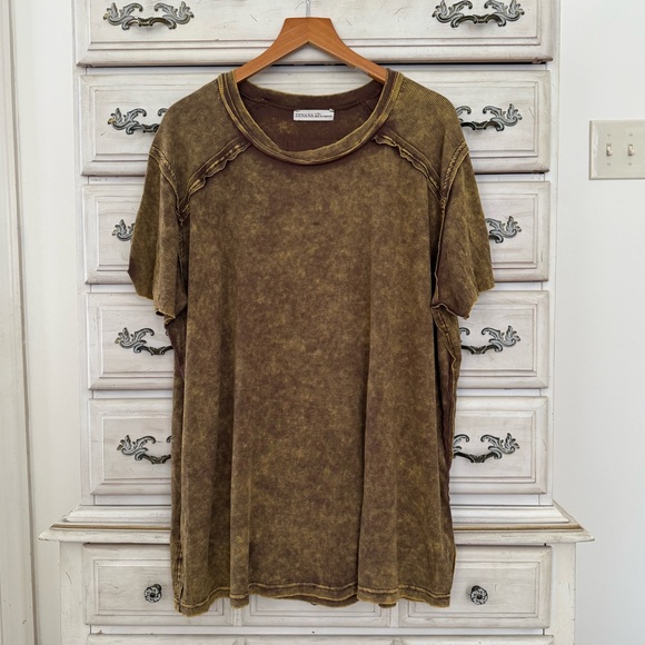 Yellow Acid Wash Ribbed Top - Picture 1 of 4